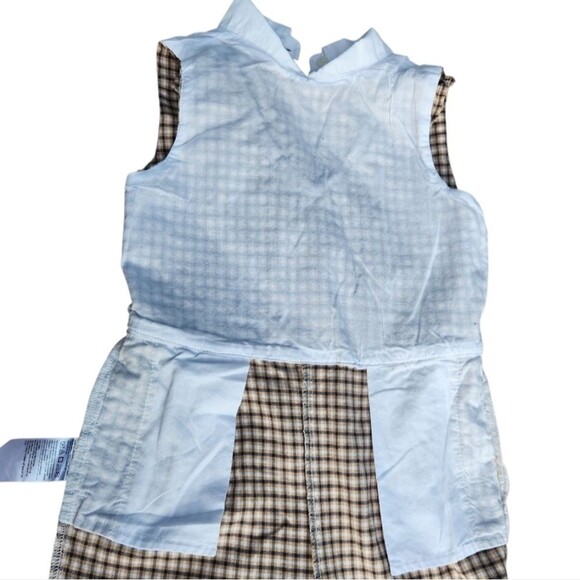 Janie And Jack Girls Tan Houndstooth Jumpsuit Ruffle Crisp White Collar Size 5 - Picture 13 of 14